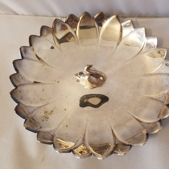 Reed & Barton Vintage Candy Dish Swan Lily Silver - Picture 2 of 8